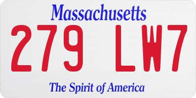 MA license plate 279LW7