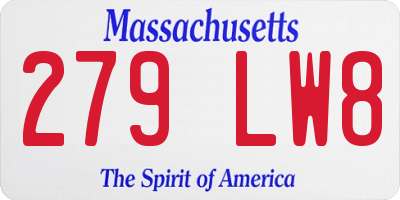 MA license plate 279LW8
