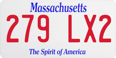 MA license plate 279LX2