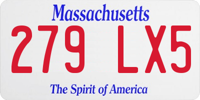 MA license plate 279LX5