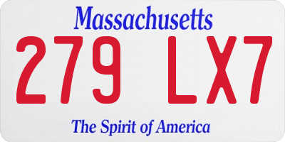 MA license plate 279LX7