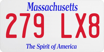 MA license plate 279LX8
