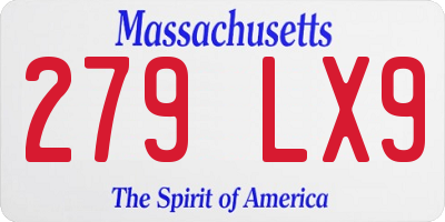 MA license plate 279LX9