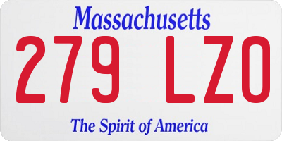 MA license plate 279LZ0