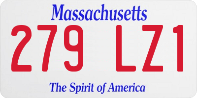 MA license plate 279LZ1