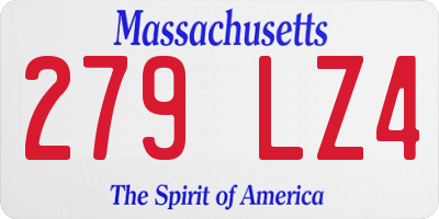 MA license plate 279LZ4