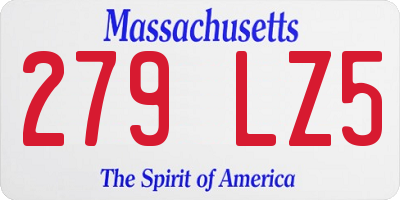 MA license plate 279LZ5