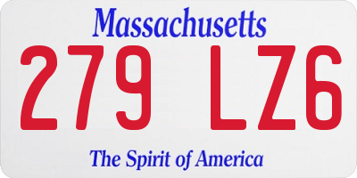 MA license plate 279LZ6