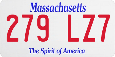 MA license plate 279LZ7