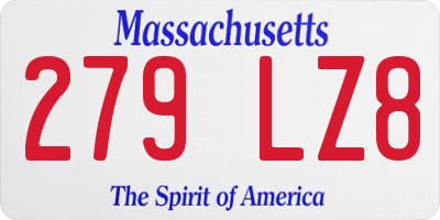 MA license plate 279LZ8