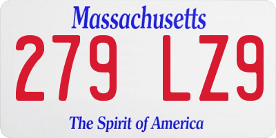 MA license plate 279LZ9