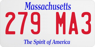 MA license plate 279MA3