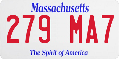 MA license plate 279MA7