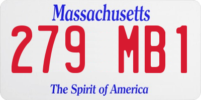 MA license plate 279MB1