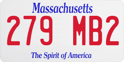 MA license plate 279MB2