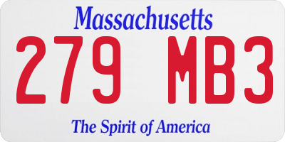 MA license plate 279MB3