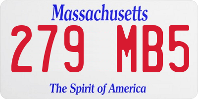 MA license plate 279MB5