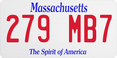 MA license plate 279MB7