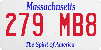 MA license plate 279MB8