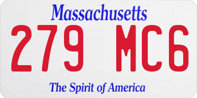 MA license plate 279MC6