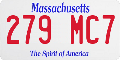 MA license plate 279MC7