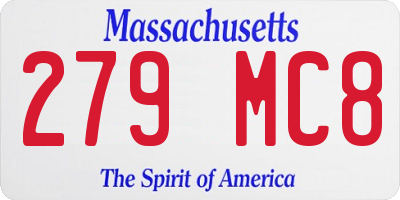 MA license plate 279MC8