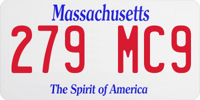 MA license plate 279MC9