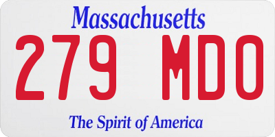 MA license plate 279MD0