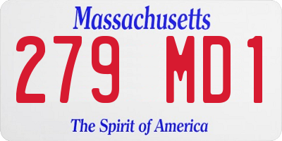 MA license plate 279MD1