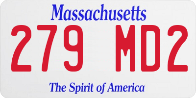 MA license plate 279MD2