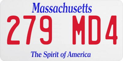MA license plate 279MD4