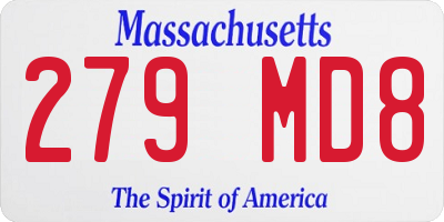 MA license plate 279MD8