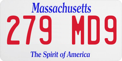 MA license plate 279MD9