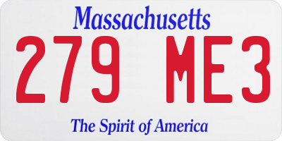 MA license plate 279ME3