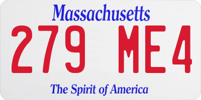 MA license plate 279ME4