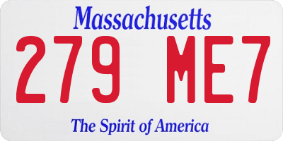 MA license plate 279ME7