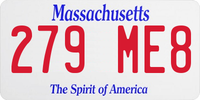 MA license plate 279ME8