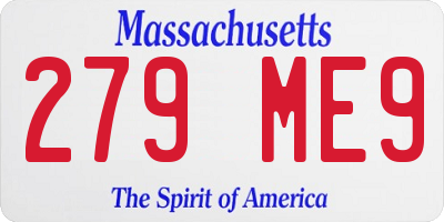 MA license plate 279ME9