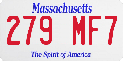 MA license plate 279MF7