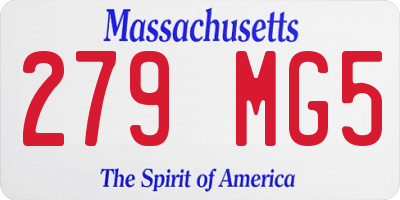 MA license plate 279MG5