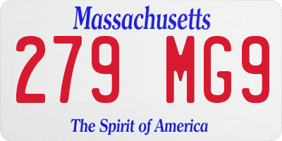 MA license plate 279MG9