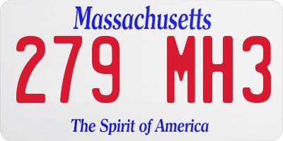 MA license plate 279MH3