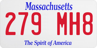 MA license plate 279MH8