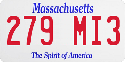 MA license plate 279MI3