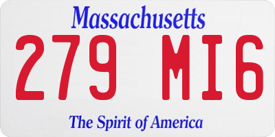 MA license plate 279MI6