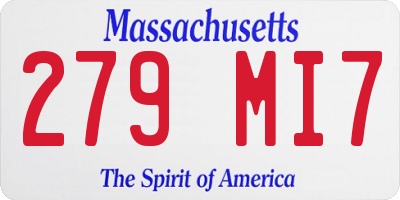MA license plate 279MI7