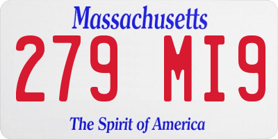 MA license plate 279MI9