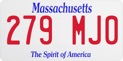MA license plate 279MJ0