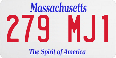 MA license plate 279MJ1