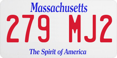 MA license plate 279MJ2